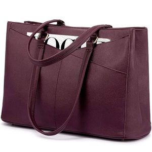Laptop Tote Bag for Women 15.6 Inch Waterproof Leather Computer